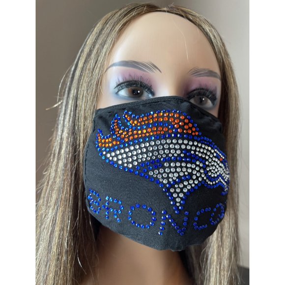 Denver Broncos Bling Rhinestone Face Mask - Picture 10 of 10